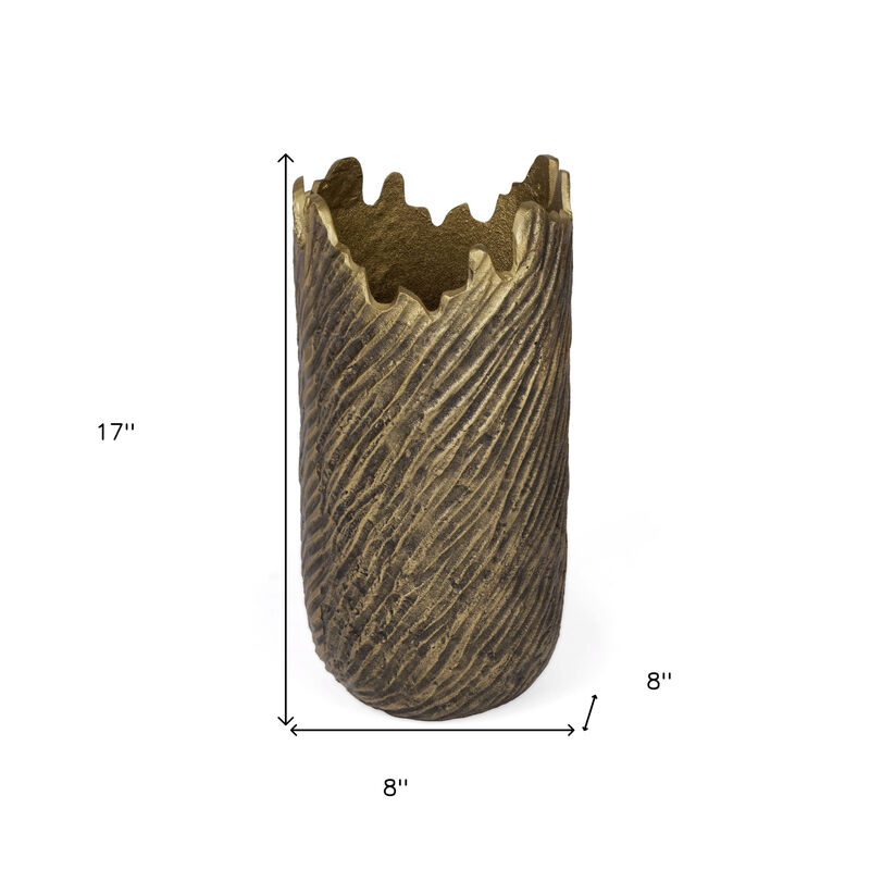 HomeRoots 17" Gold Abstract Aluminum Table Vase image number 4