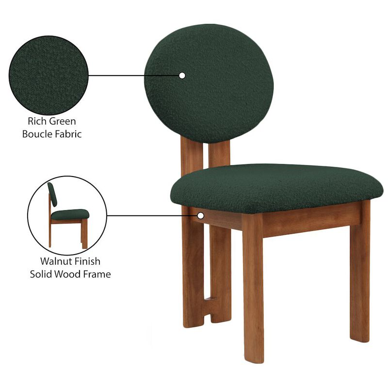 Meridian Furniture Napa Green Boucle Fabric Dining Chair, Set of 2