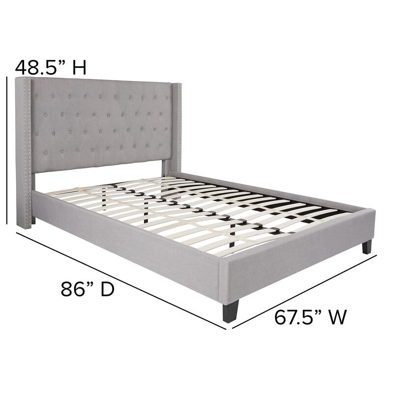 Flash Furniture Riverdale Queen Size Tufted Upholstered Platform Bed in Light Gray Fabric
