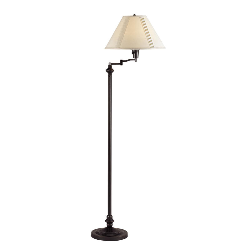 HomeRoots 59" Bronze Swing Arm Floor Lamp With Beige Empire Shade image number 2
