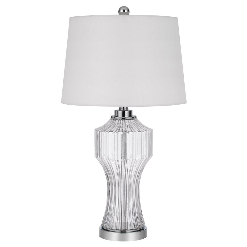Hivvago 26" Clear Glass Table Lamp With White Empire Shade