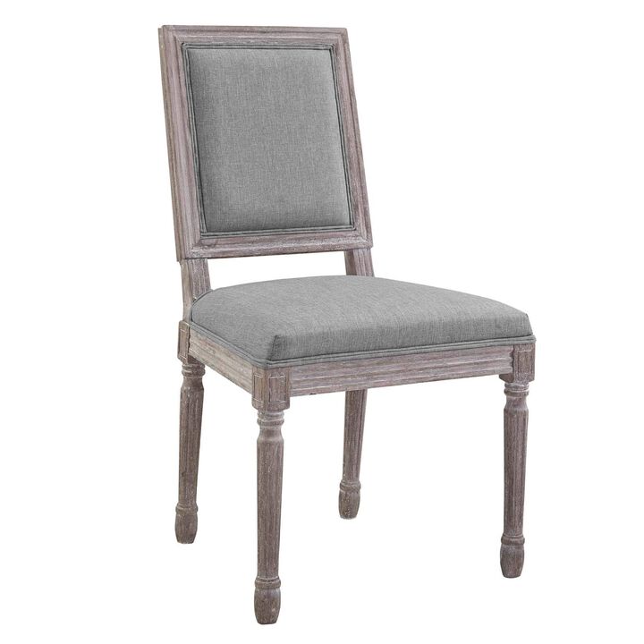 Modway Court French Vintage Upholstered Fabric Four Dining Chairs in Light Gray