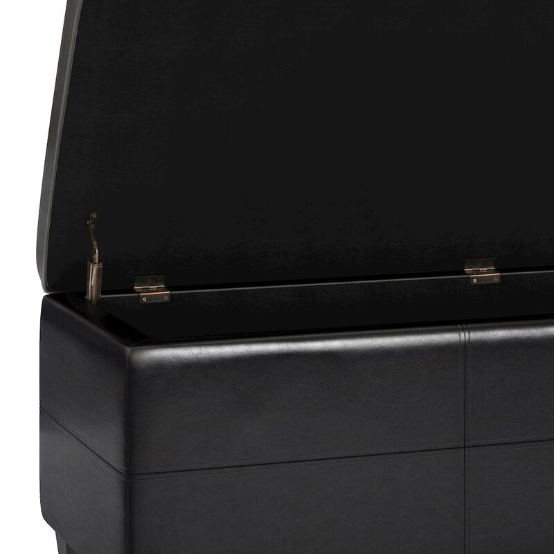 Simpli Home Afton Solid Hardwood Storage Ottoman Bench In Midnight Black image number 5