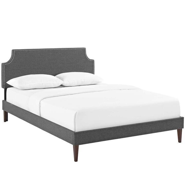 Modway - Corene Full Fabric Platform Bed with Squared Tapered Legs Gray