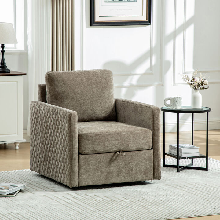 GOODSILO Modern 360-Degree Swivel Armchair with Hidden Storage and Tufted Accents for Versatile Seating