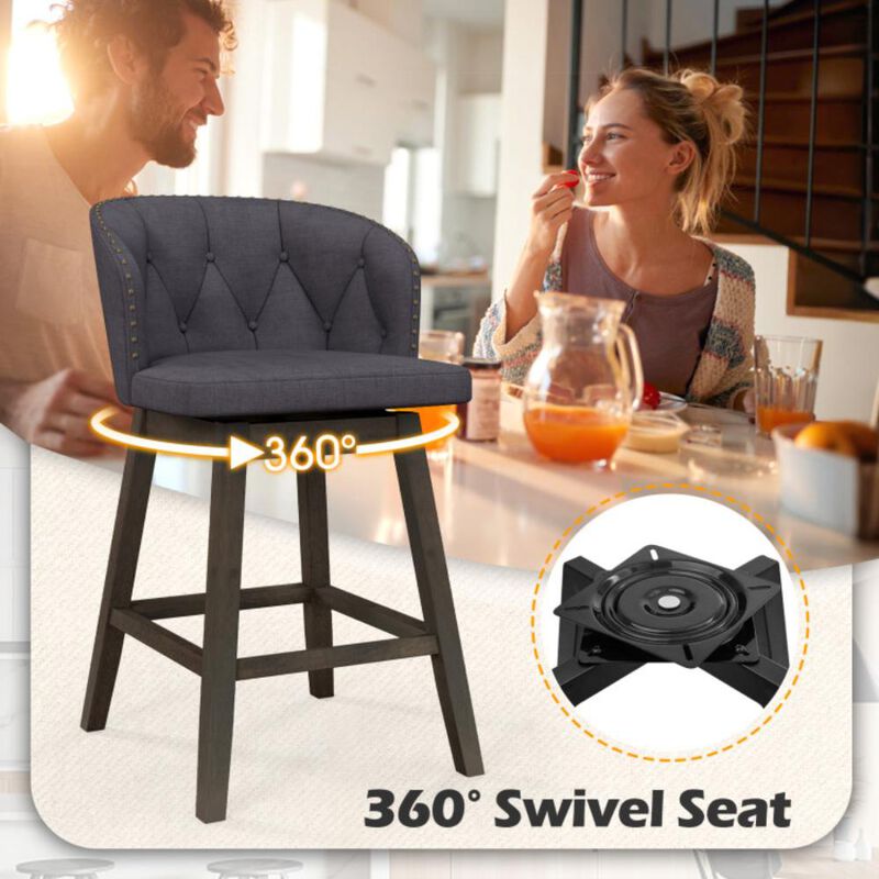 Hivvago Counter Height Fabric Upholstered Bar Stools Set of 2