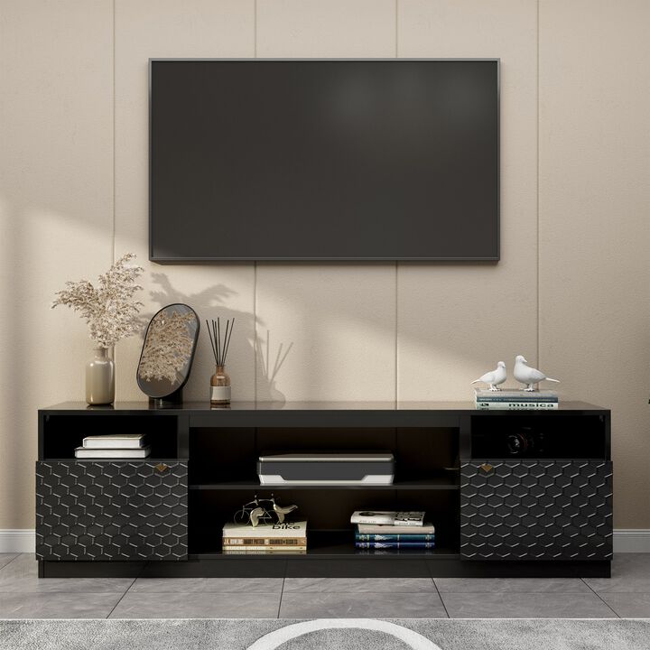 TV Stand Fits TVs up to 70 in. with Two of Shelves and 36 inch- Electric Fireplace
