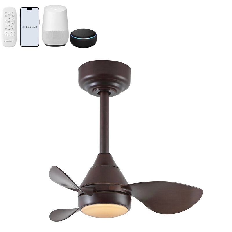 Albini 22" Contemporary Minimalist 6-Speed Metal Mobile-App/Remote-Controlled Dimmable Smart Integrated LED Ceiling Fan