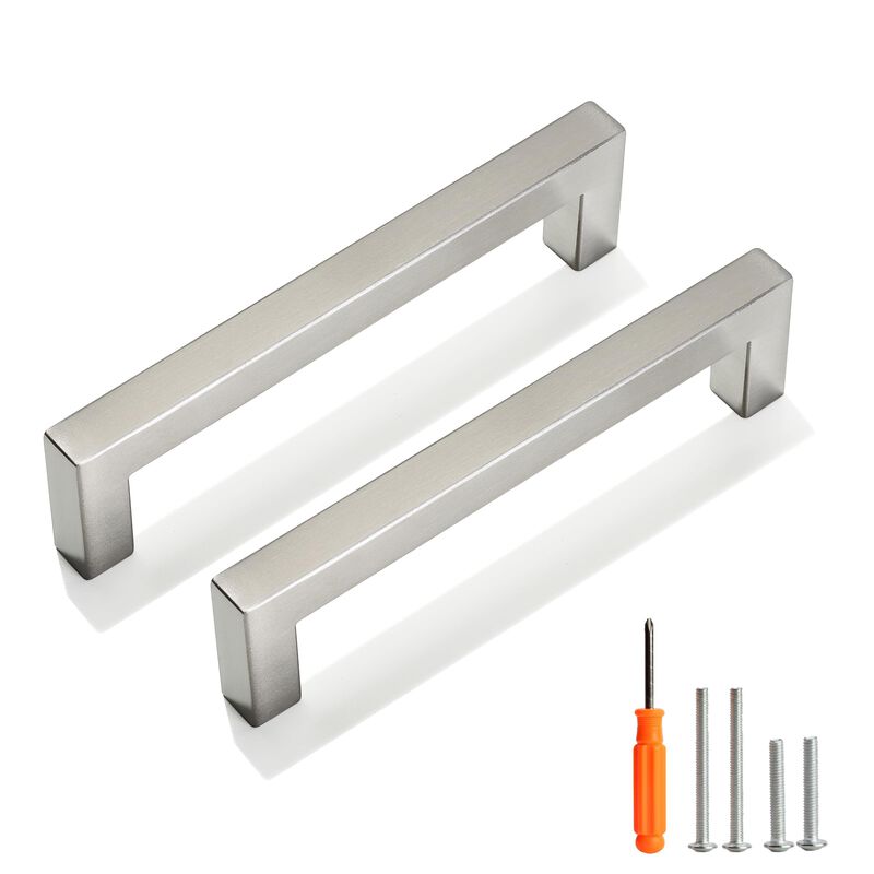 Redunest Cabinet Pulls Brushed Nickel Cabinet Handles Square Drawer Pulls, 50 Pack 5 Inch Stainless Steel Kitchen Door Cupboard