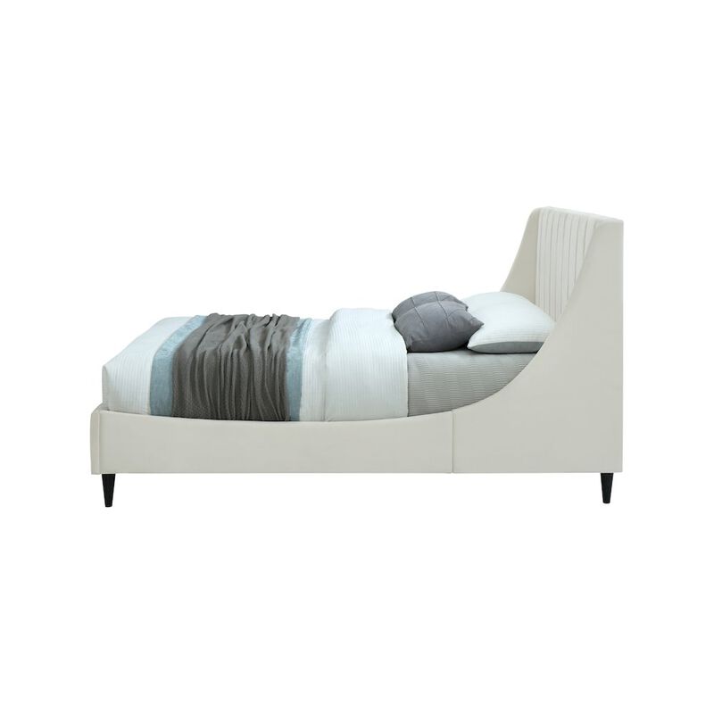 Meridian Furniture Eva Cream Velvet Queen Bed