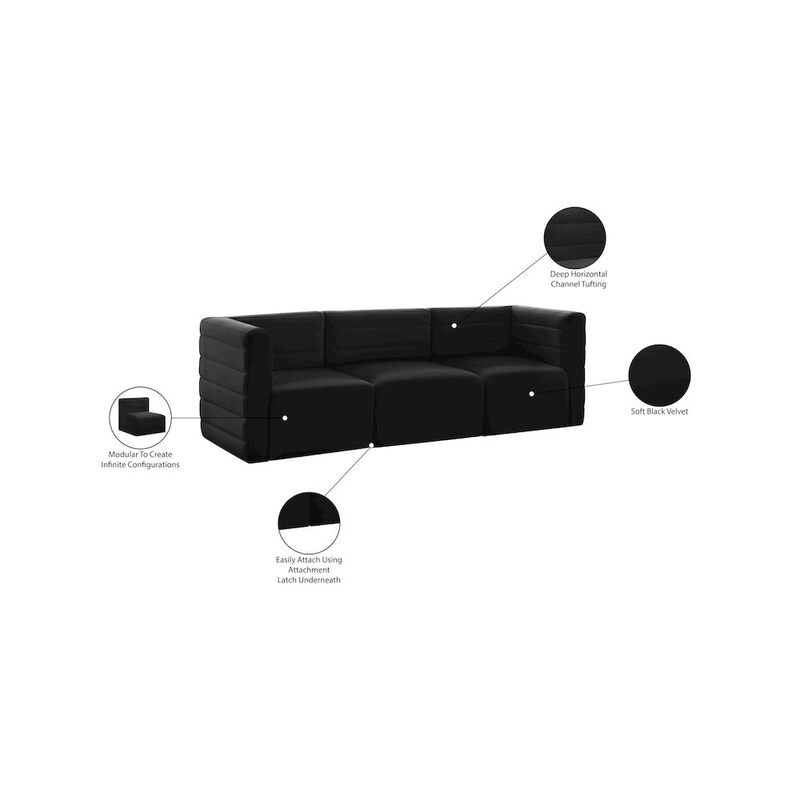 Meridian Furniture Quincy Black Velvet Modular Sofa