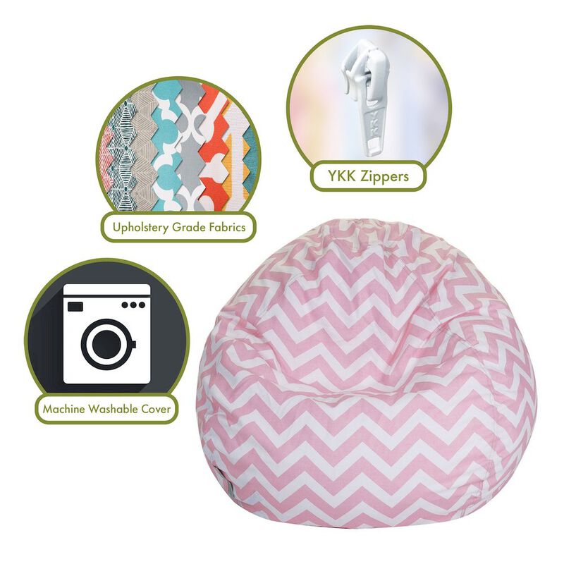 Majestic Home Goods Large Bean Bag Chevron Baby Pink