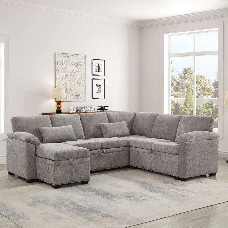 Jibvar L-Shaped Sectional Sofa Bed image number 2