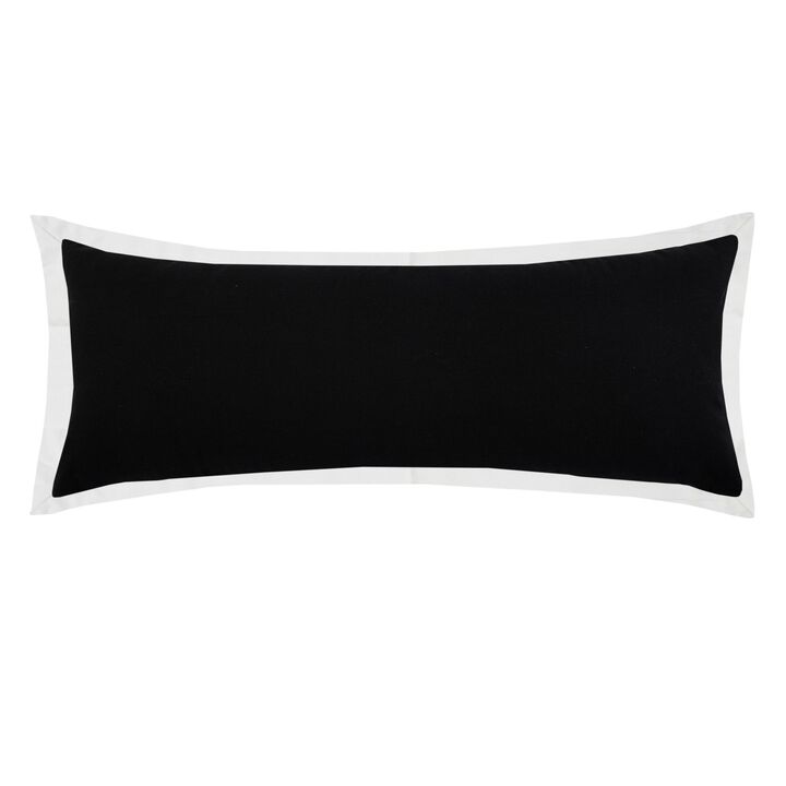 36" Black and White Bordered Flange Frame Lumbar Rectangular Throw Pillow