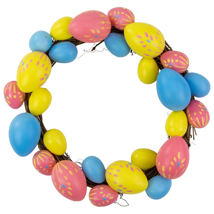 10" Pink  Yellow and Blue Floral Stem Easter Egg Spring Wreath