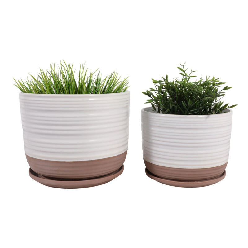 S/2 10/12" Ribbed Planter image number 1