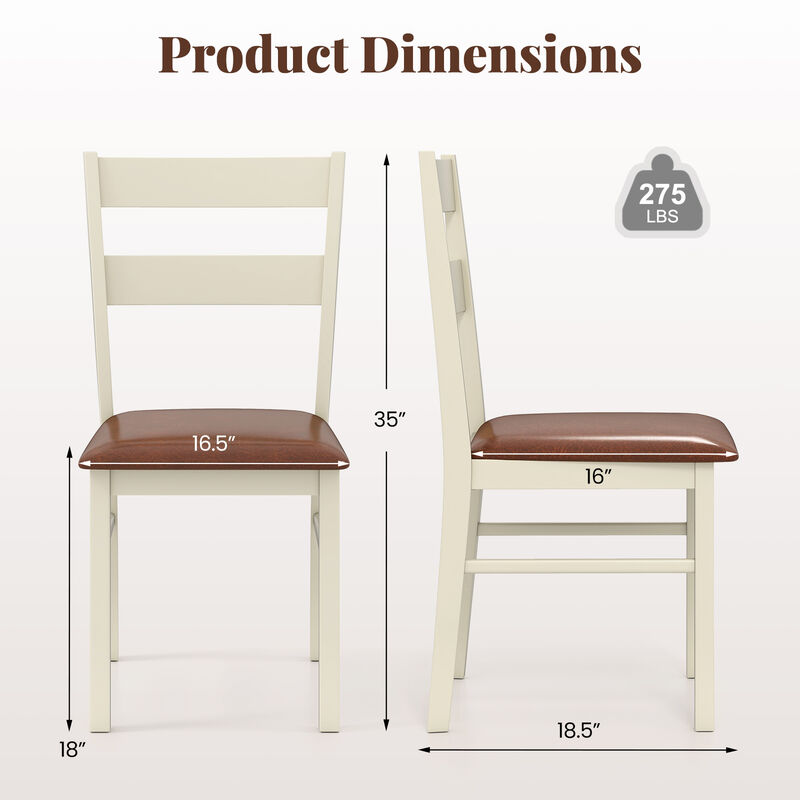 Set of 2 Kitchen Armless Dining Chairs – Solid Wood Frame and PU Leather Upholstery
