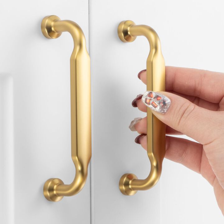 ASKANO 3-3/4 Inch Hole Centers, Brushed Gold Footed Kitchen Cabinet Pull Handle ZP2302 | Pack of 10, Solid Hardware for Drawer,