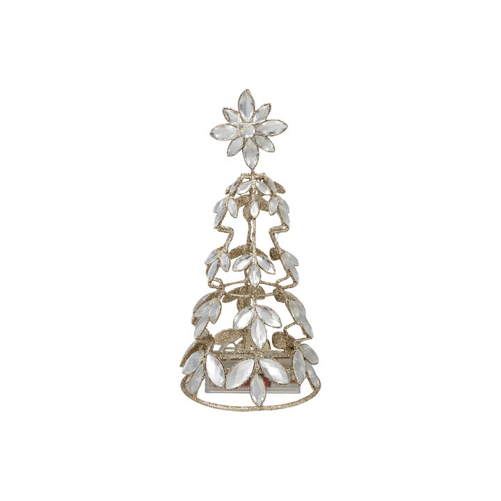 Champagne Iron Tree with Acrylic Jewels and Glittered LED Light