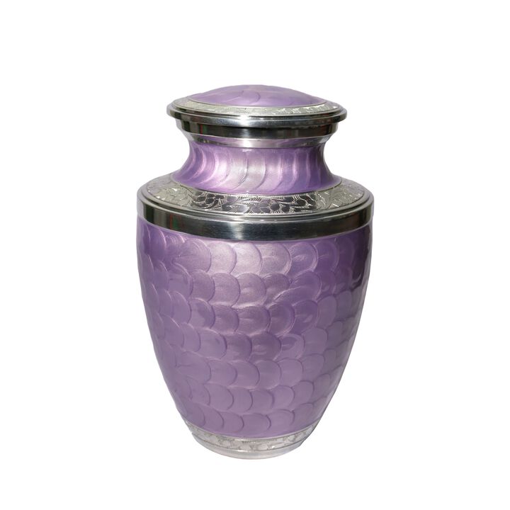 silver-toned accents urn