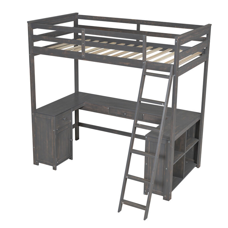 Whisen Stylish Full XL over Queen Metal Floor Bunk Bed