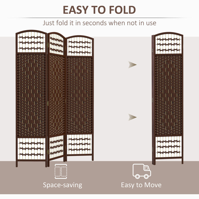 Hivvago 3-Panel Folding Room Divider with Wave Fiber Design image number 3