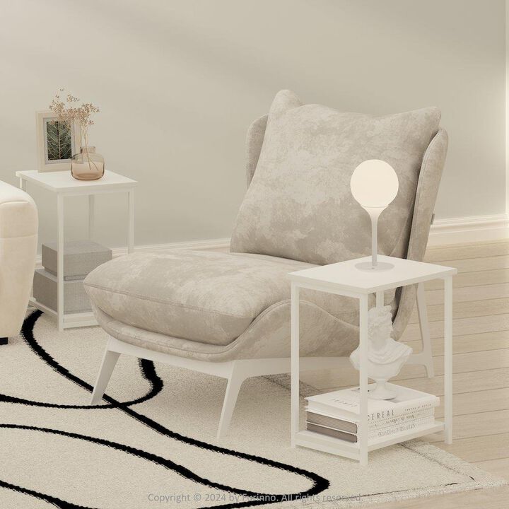 Simplistic Industrial Metal Frame End Table, 2-Pack, White