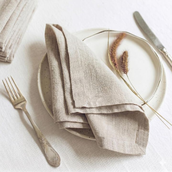 European Washed Linen  Dinner Napkins Set of 4, 20x20 Inches