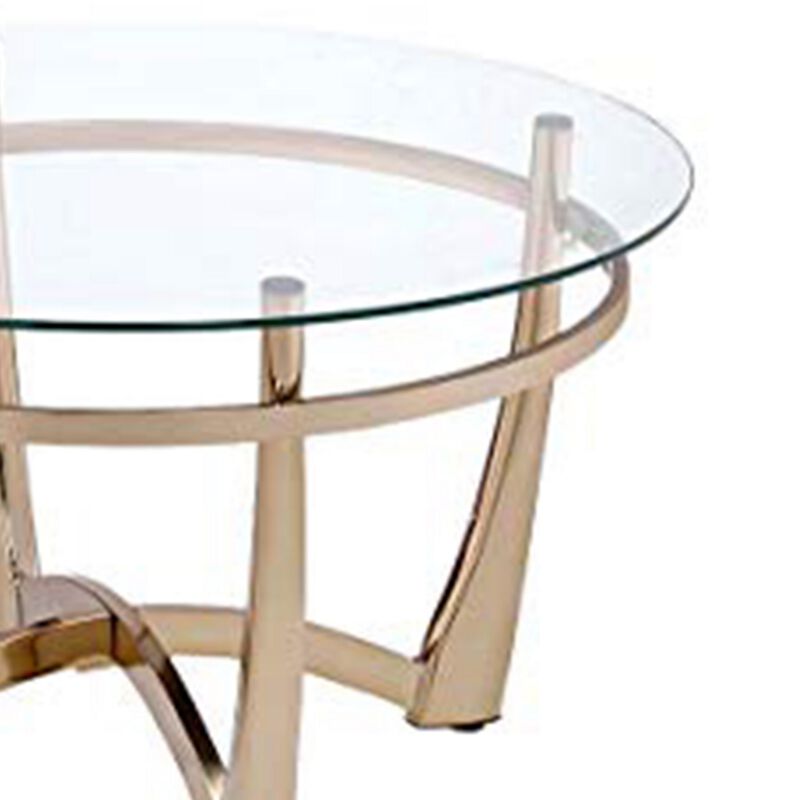 Attractive Coffee Table, Gold & Clear Glass-Benzara