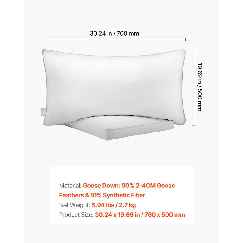 Soft Fluffy Bed Pillows Set of 2 Down Alternative Support for Back Side and Stomach Sleepers image number 2