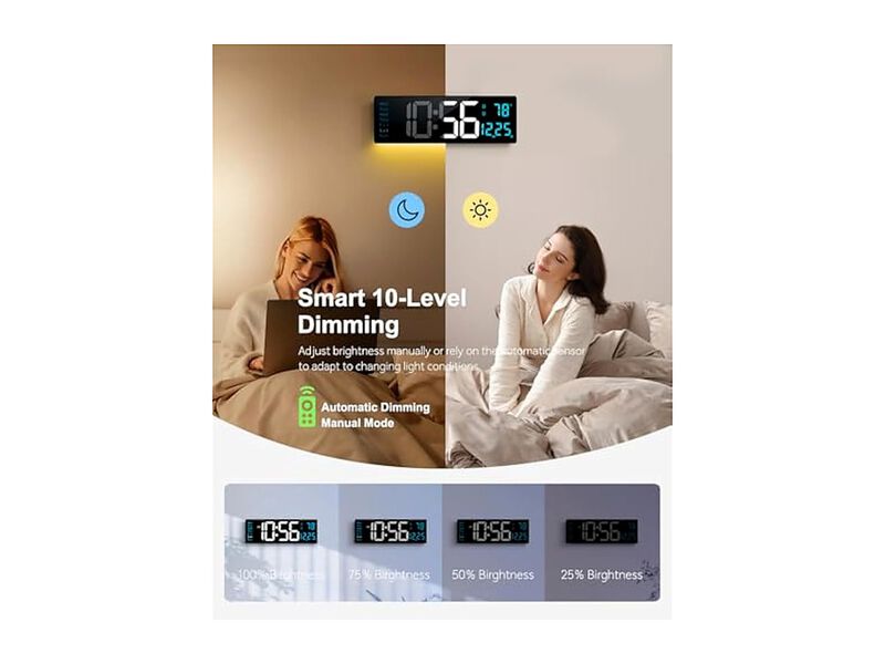 Digital Display Night Light DST Wall Clock 16 Inch Glow In Dark image number 3