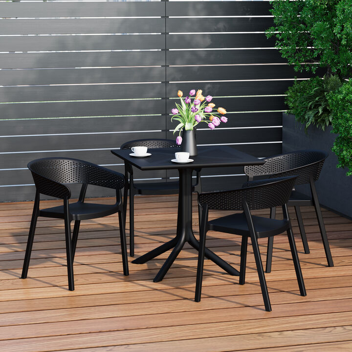 WestinTrends 5-Piece Modern Patio Square Dining Table Set with Stackable Patio Dining Chairs