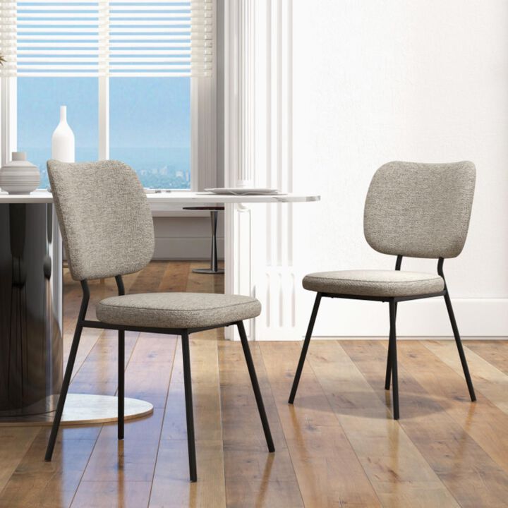 Hivvago Set of 2 Modern Armless Dining Chairs with Linen Fabric