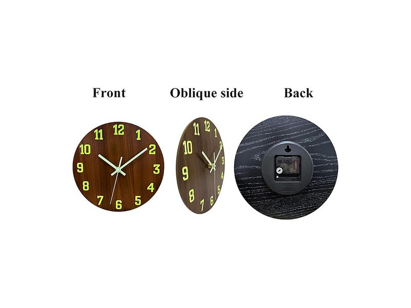 Glow In The Dark Night Light Brown Wall Clock 8 Inch Silent Non Ticking Modern image number 3