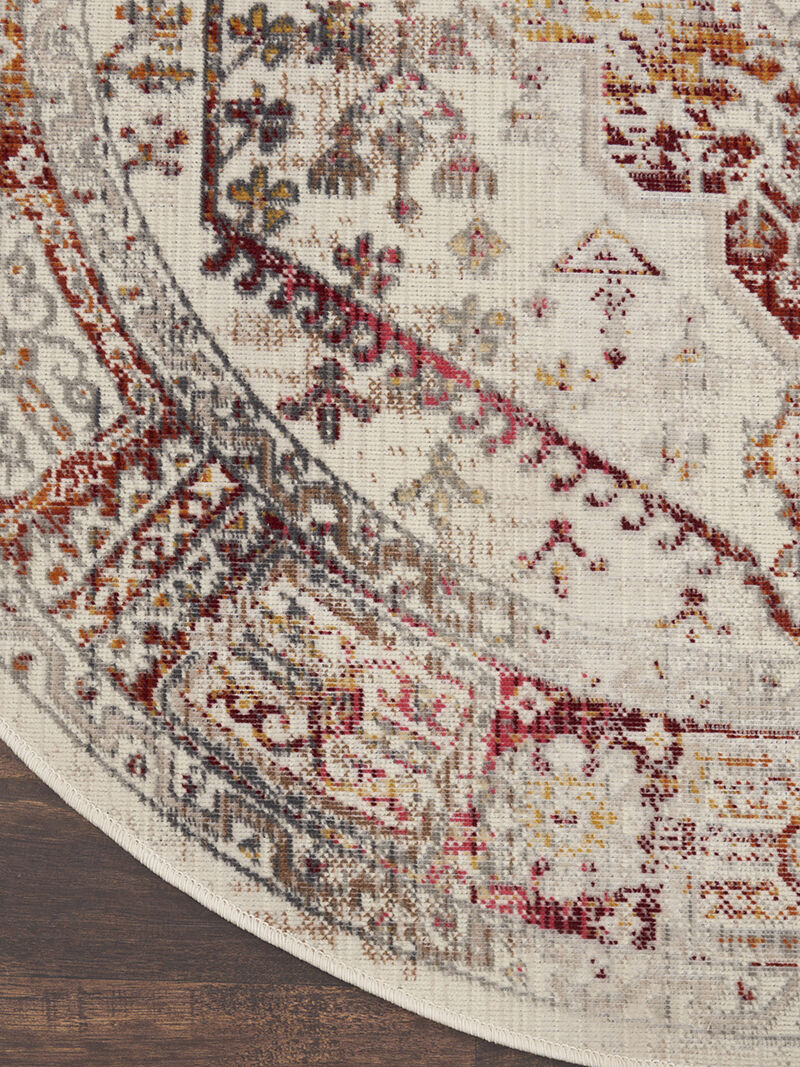 Vintage Kashan VKA08 Ivory/Red 4' x Round Rug