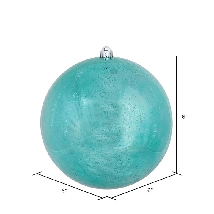 Vickerman 6" Christmas Ornament Ball, Teal Shiny Mercury Finish, Shatterproof Plastic, Holiday Christmas Tree Decoration, 4 Pack