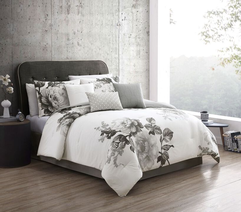 Tonal Oversized Floral 7 pc King