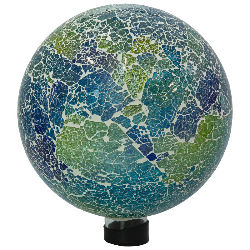 Sunnydaze Azul Terra Crackled Glass Mosaic Gazing Globe - 10 in image number 0