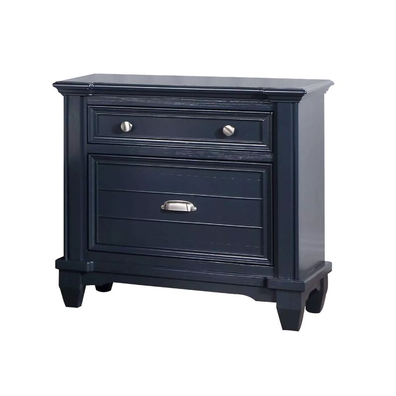 Queen Bedroom Set, Slate Blue, Nickel Wood, 2 Piece Set with Nightstand image number 2