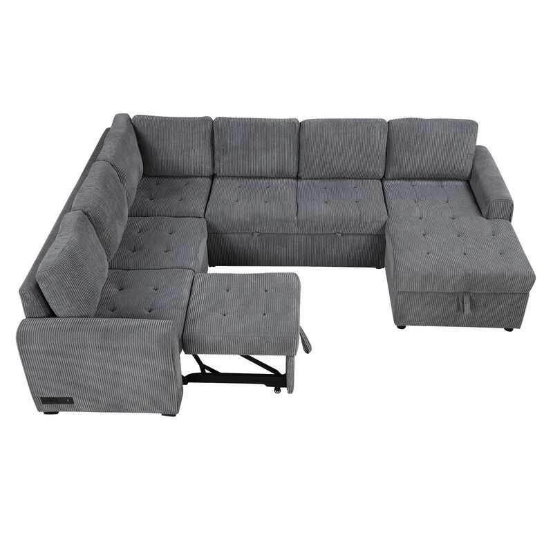 Merax U-shaped Sofa Sectional Sofa with A Storage Chaise Lounge image number 7