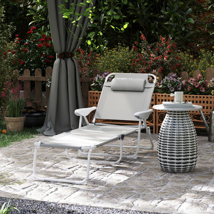 Hivvago Outdoor Sun Tanning Chair Folding Chaise Lounge with Armrests