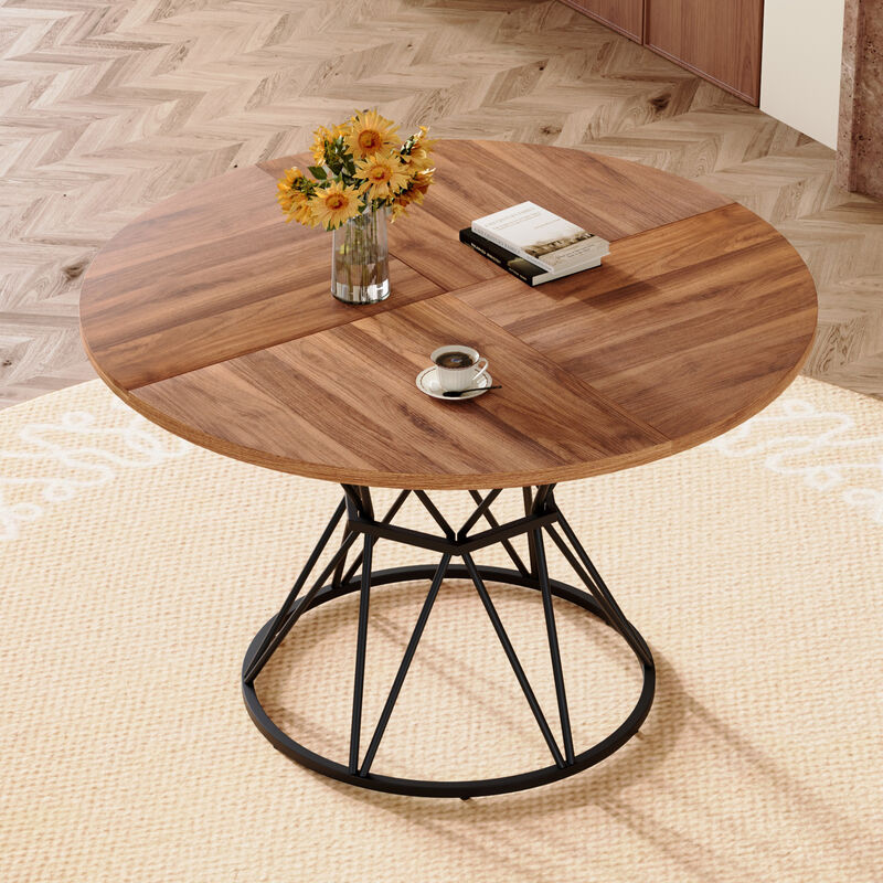 Whisen 47.3" Round Dining Table, MDF Metal for Home Kitchen Restaurant image number 7