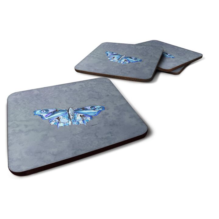Caroline's Treasures 8856FC Butterfly on Gray Foam Coasters (Set of 4), 3.5 H x 3.5 W, Multicolor