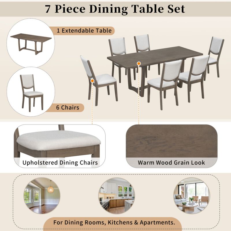 Toktes 7‑Piece Extendable Transitional Dining Set image number 4