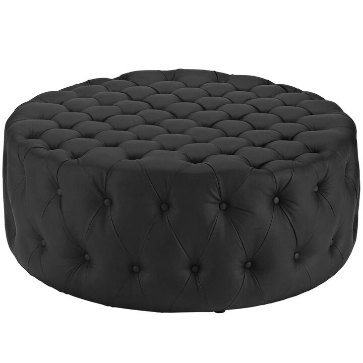 Yardlio Amour Tufted Round Ottoman | Elegant, Plush, and Durable Indoor Decor