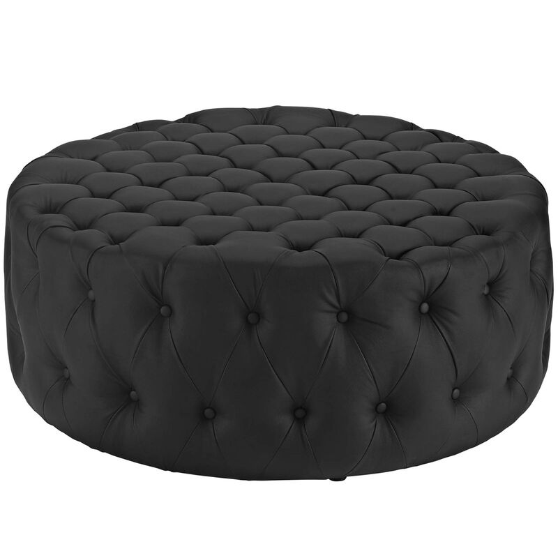 Yardlio Amour Tufted Round Ottoman | Elegant, Plush, and Durable Indoor Decor