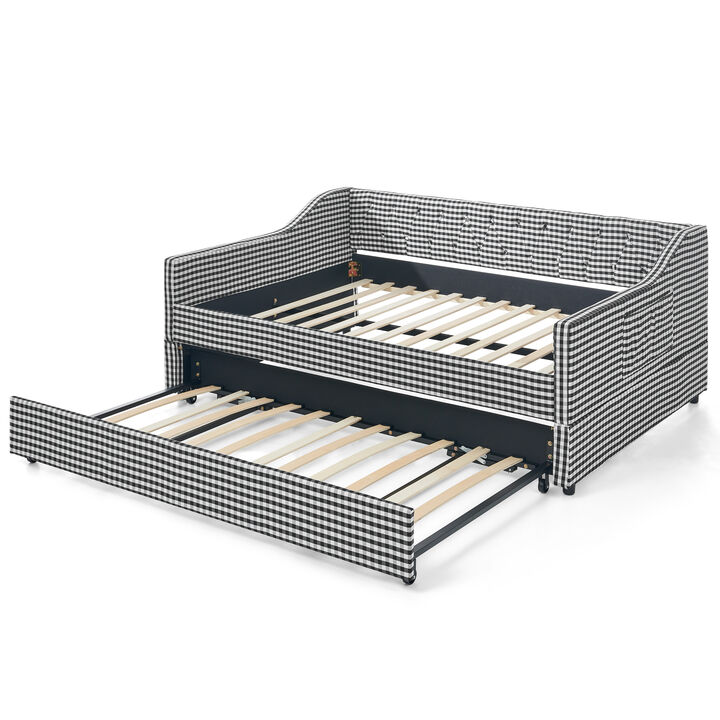 Merax 3-in-1 Daybed with Trundle, Converts to Sofa, 2 Twins or King &ndash; Tufted Back
