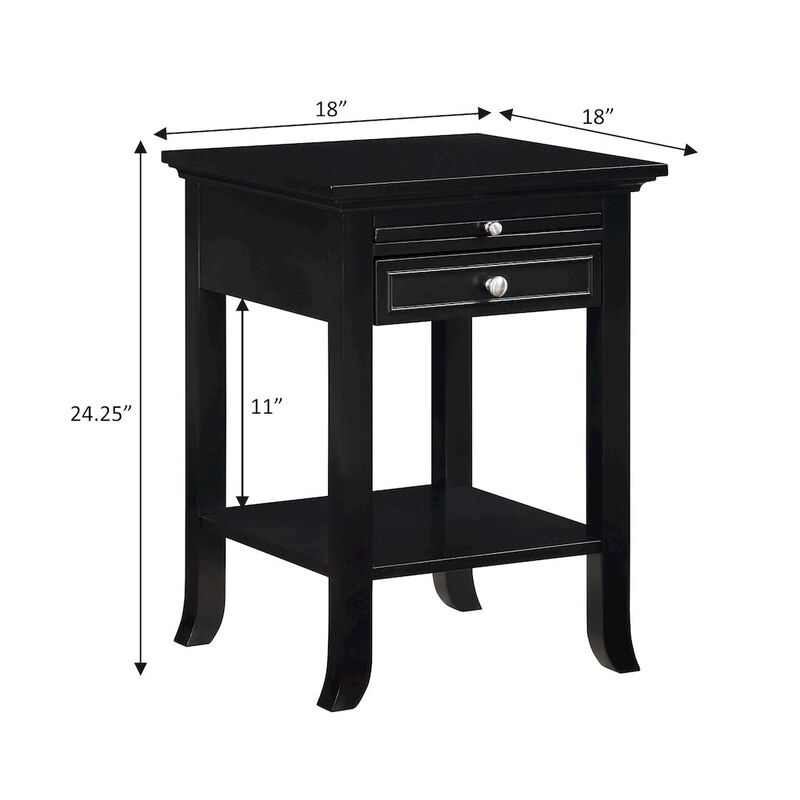 Convenience Concepts 1 Drawer End Table with Charging Station and Pull-Out Shelf