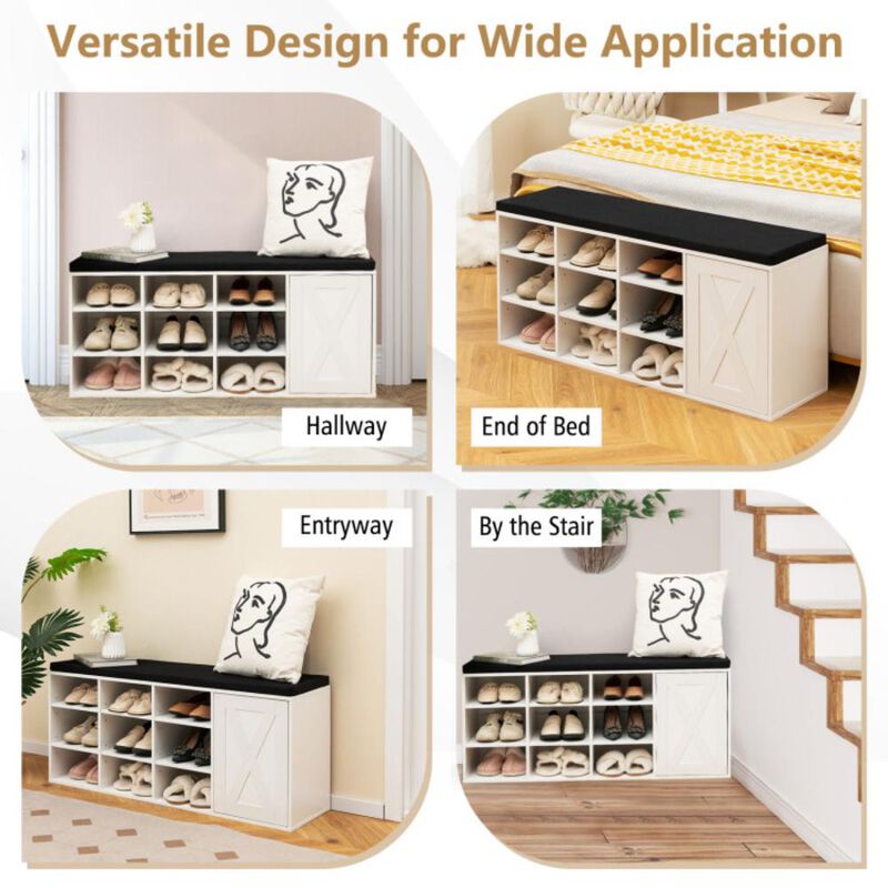 Hivvago 9-cube Shoe Bench with Adjustable Shelves and Removable Padded Cushion
