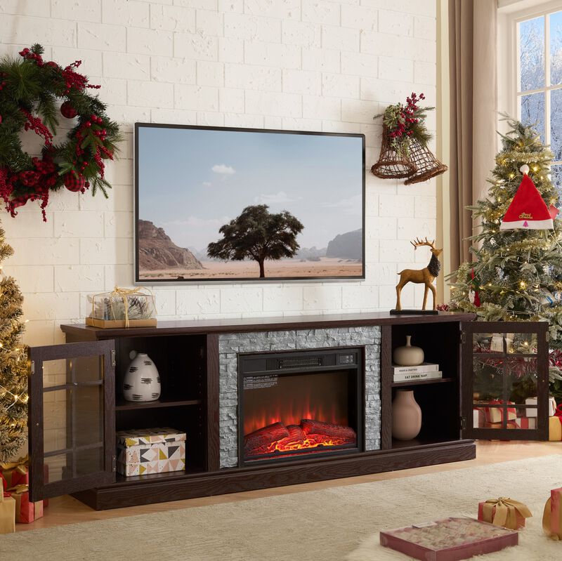 Modern TV Stand with 23" Electric Fireplace image number 3
